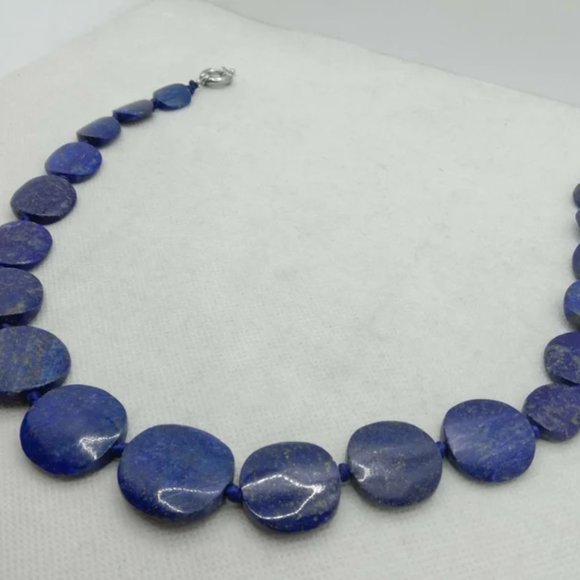 Lapis Lazuli Beaded Stone Necklace Choker, Tribal Stone Necklace, Beaded Necklac - Picture 3 of 7